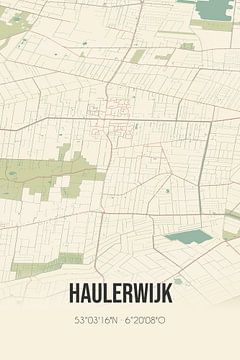 Vintage landkaart van Haulerwijk (Fryslan) van MijnStadsPoster