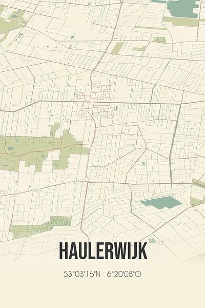 Vintage map of Haulerwijk (Fryslan) by Prints of Place