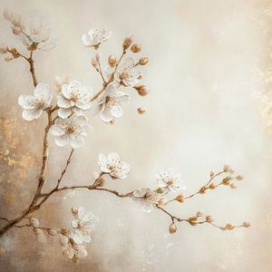 Kirschblüte weiß mit Goldeffekten