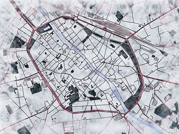 Kaart van Doornik in de stijl 'White Winter' van Maporia