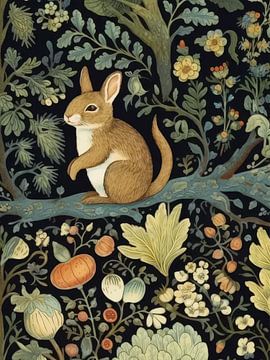 Konijn in het bos stijl William Morris van TOAN TRAN