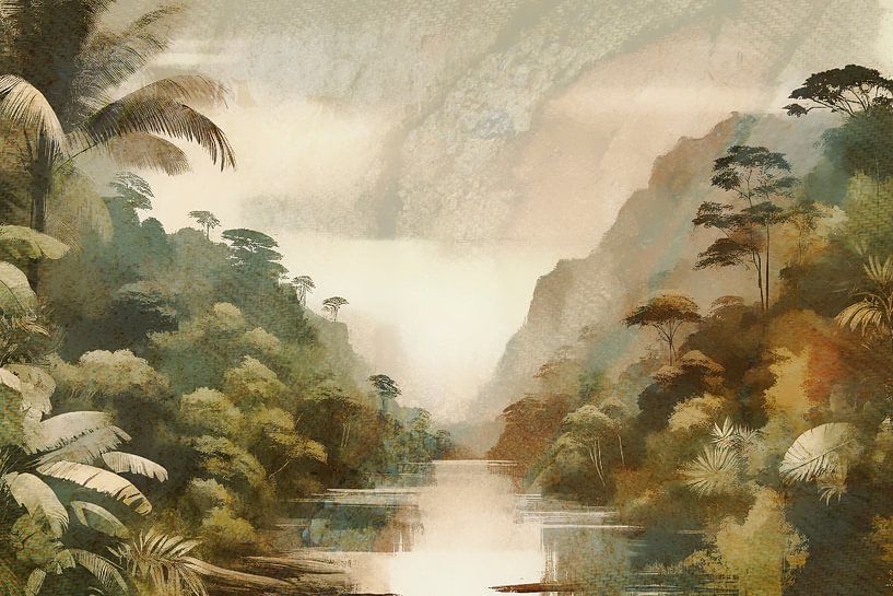 Ancient jungle at sunrise by Mad Dog Art