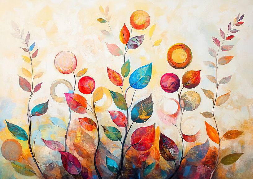 Blumenkunst | Verspieltes abstraktes Blumendesign von Wunderbare Kunst