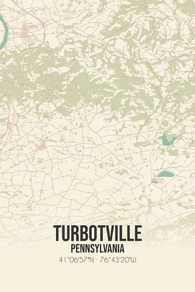 Vintage map of Turbotville (Pennsylvania), USA. by Prints of Place
