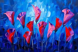 Abstrakte Blumen in leuchtenden Farben Malerei von Art & Soul Creations