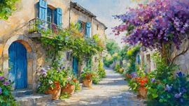 Ein sonniges Dorf in Südfrankreich mit einer idyllischen Gasse von Studio Pieternel