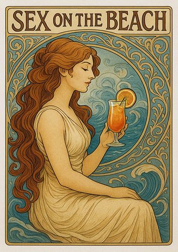 Vrouw drinkt cocktail illustratie.