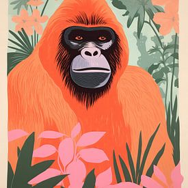 Portret oranje gorilla van Frank Daske | Foto & Design