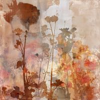 Abstracte Bloemen Aardetinten Wanddecoratie