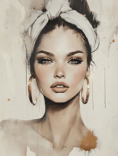 Modern portret met gouden accenten