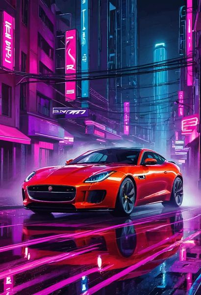 Jaguar F-Type R - Synthwave Neon von MIROKKU