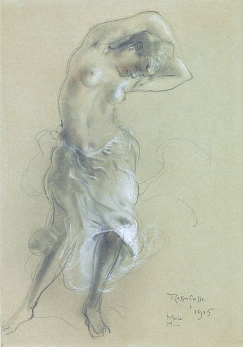 Dansend halfnaakte vrouw, Armand Rassenfosse, 1915