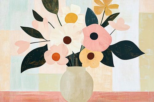 Bloemen in vaas abstract kunst