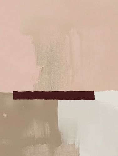 Résumé dans des tons doux et naturels rehaussés d'une touche de rouge sur Japandi Art Studio