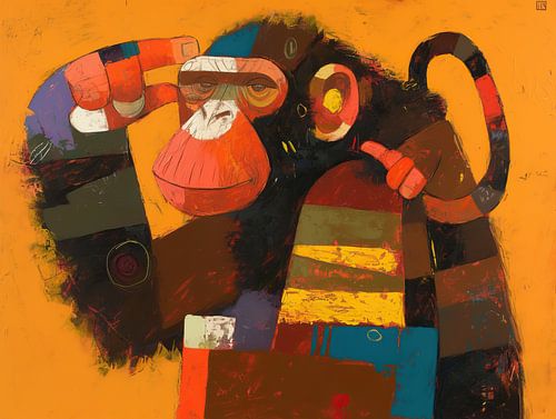 Affe mit Finger | Bunter Affe