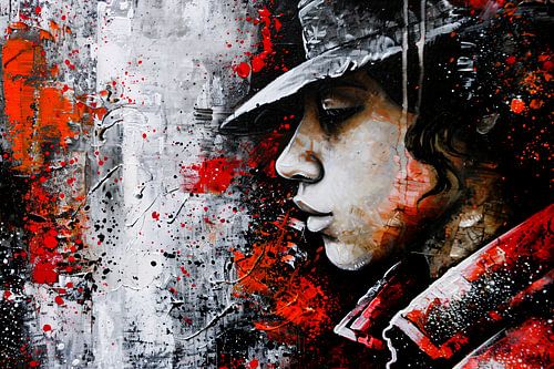 Dynamisch en kleurrijk portret in street art