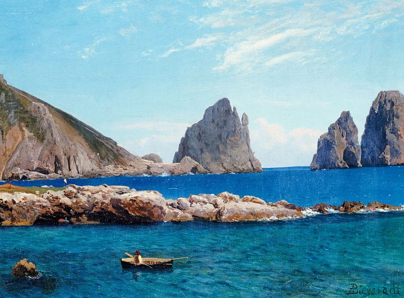 Albert Bierstadt,Rowing off the rocks by finemasterpiece