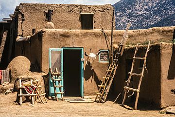 Adobe building in Taos Pueblo by Dieter Walther