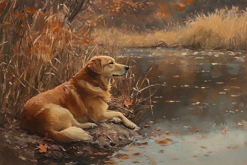 Resting dog by the water by Imperial Art House