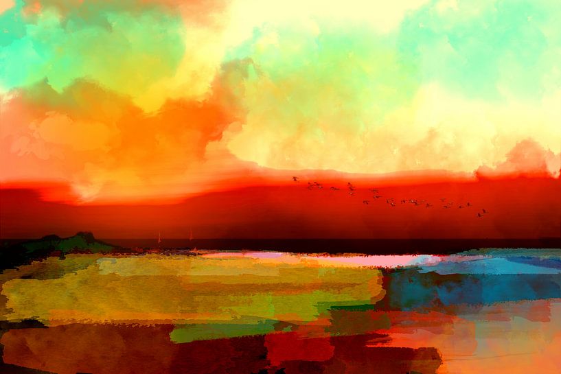 Zonsondergang op zee van Andreas Wemmje