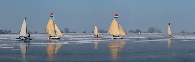 Navigation sur glace sur le Gouwzee, Monnickendam par Rene van der Meer