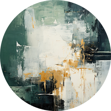 Abstract Schilderij Kunstdruk Modern Groen, Wit en Zwart