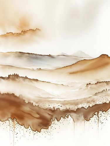 Minimalistische Aquarelllandschaft von Jack Schoneveld
