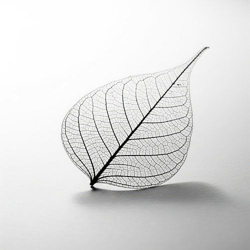 Blad met skelet op witte achtergrond