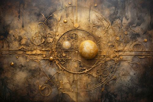 Kosmisch Goud – Abstract schilderij in Aardetinten