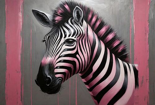 Moderne zebra met roze strepen schilderij