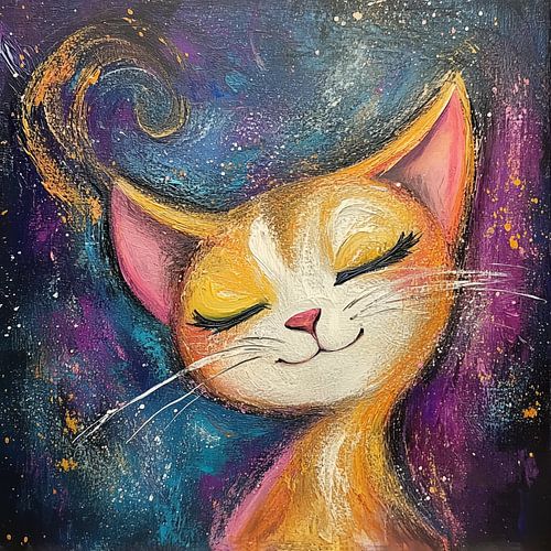 Satisfied cat artistic