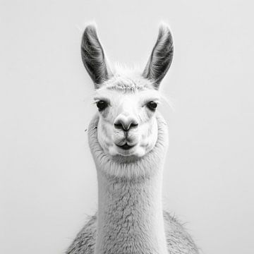 Lama in zwart-wit van Poster Art Shop