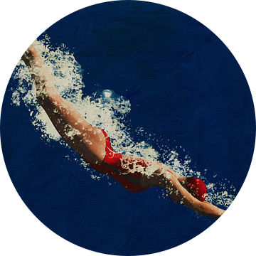 Meisje duikt in het water door Jan Keteleer van Jan Keteleer