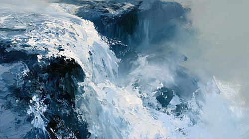 Abstract waterfall, blue and white