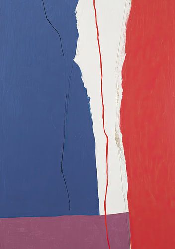 Abstracte kleurcompositie in blauw en rood