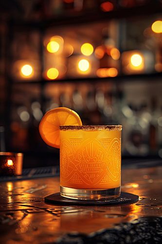 Gouden cocktail met citroenschijfje
