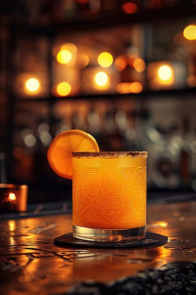 Cocktail doré avec tranche de citron par Art & Soul Creations