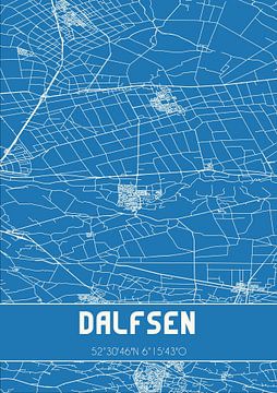 Blauwdruk | Landkaart | Dalfsen (Overijssel) van MijnStadsPoster