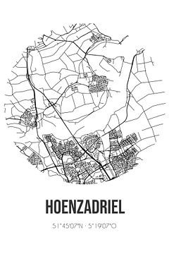 Hoenzadriel (Gelderland) | Karte | Schwarz und Weiß von Rezona