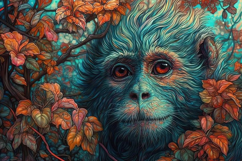  Monkey - Modern Colourful Eyecatcher by ARTEO Paintings
