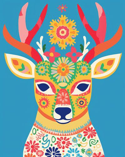Bunter Hirschkopf im mexikanischen Stil