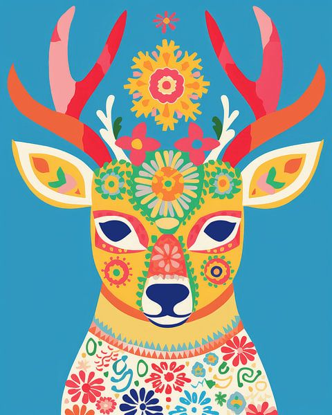 Colourful deer head in Mexican style by Studio Allee