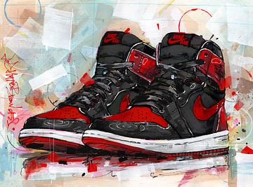Nike air jordan 1 retro high Banned bred malerei. von Jos Hoppenbrouwers