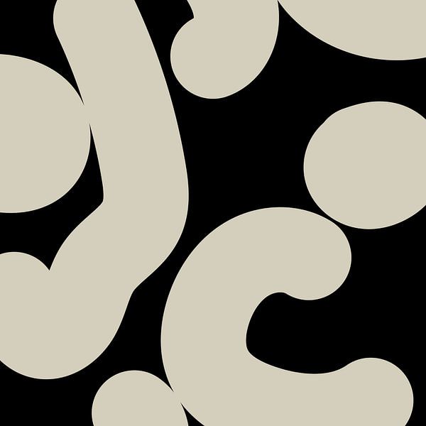 Boho Abstract Shapes. White on Black no. 1 by Dina Dankers