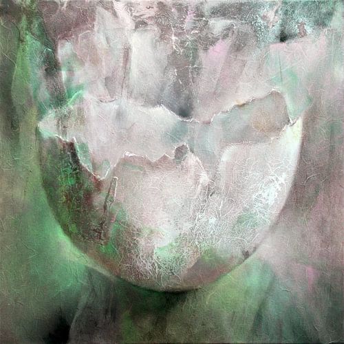 De eierschaal - structuren in roze en groen