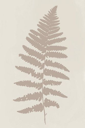 Moderne botanische kunst. Varen in beige op wit