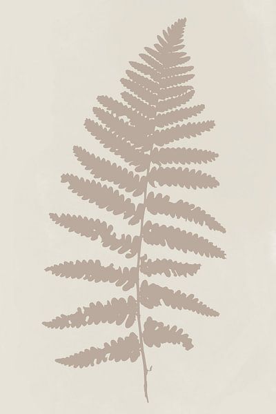 Moderne botanische kunst. Varen in beige op wit van Dina Dankers