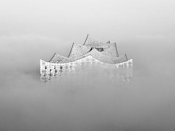 L'Elbphilharmonie de Hambourg dans le brouillard sur Nils Steiner