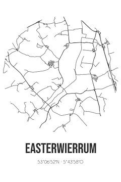 Easterwierrum (Fryslan) | Carte | Noir et blanc sur Rezona