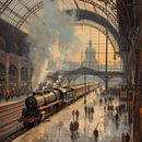 Station with steam train by Kees van den Burg thumbnail